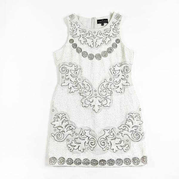 Needle & Thread White Sequin Beaded Embellished Sleeveless Mini Party Dress 10