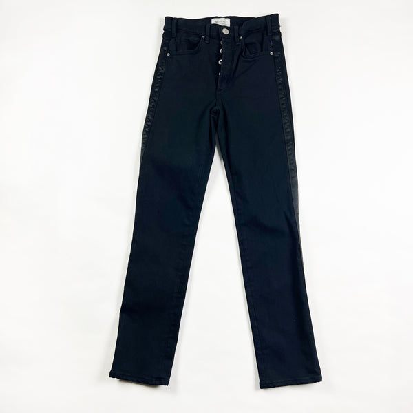 McGuire Anthropologie Valetta Cotton Stretch Button Fly Satin Stripe Skinny Jean