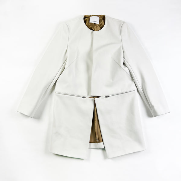 Samsoe & Samsoe Hahn Structured Open Front Zipper Detail Jacket Coat Clear Cream