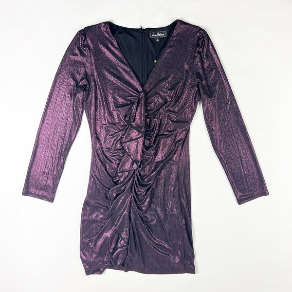 NEW Sam Edelman Purple Metallic Sparkle Shine Ruffle Cocktail Party Mini Dress