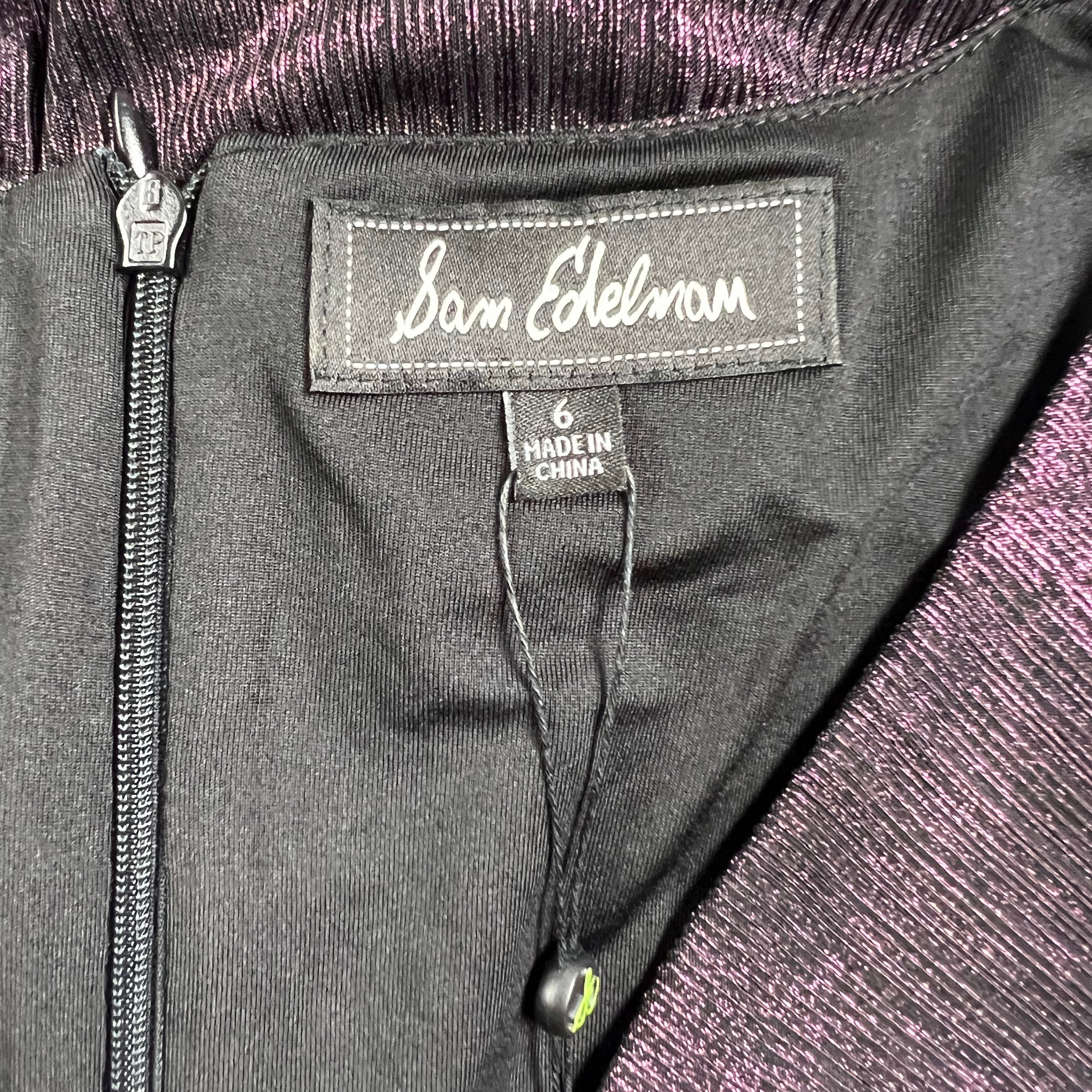NEW Sam Edelman Purple Metallic Sparkle Shine Ruffle Cocktail Party Mini Dress
