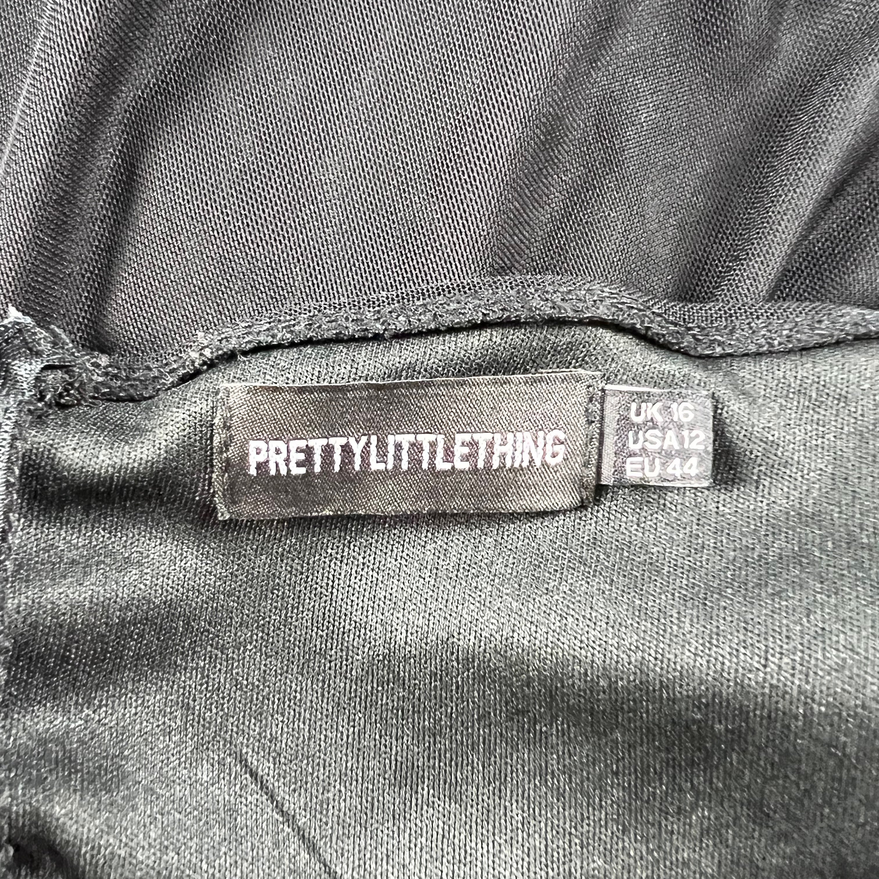 PrettyLittleThing Ruched Mesh Corset Bodice Structured Midi Cocktail Dress 12