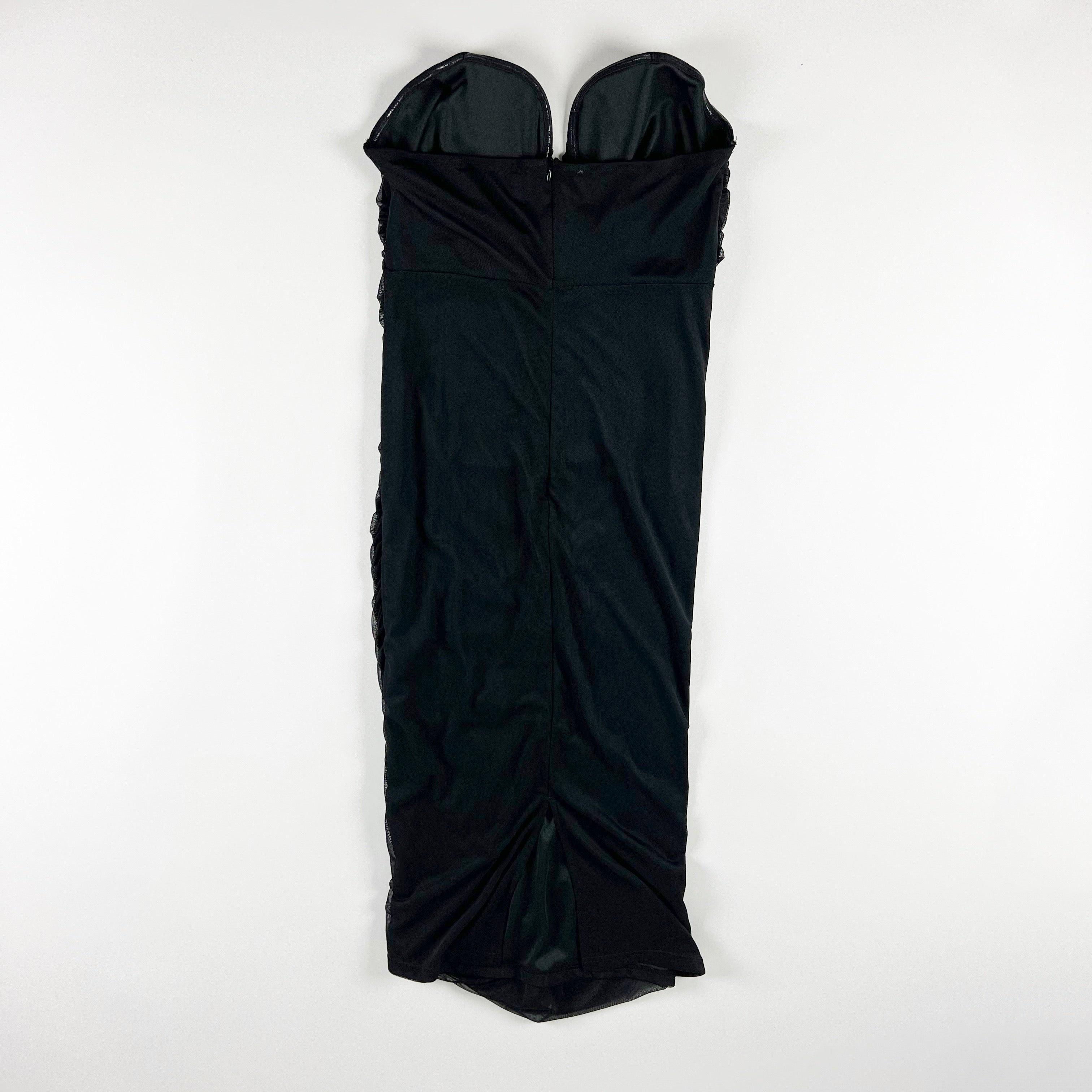 PrettyLittleThing Ruched Mesh Corset Bodice Structured Midi Cocktail Dress 12