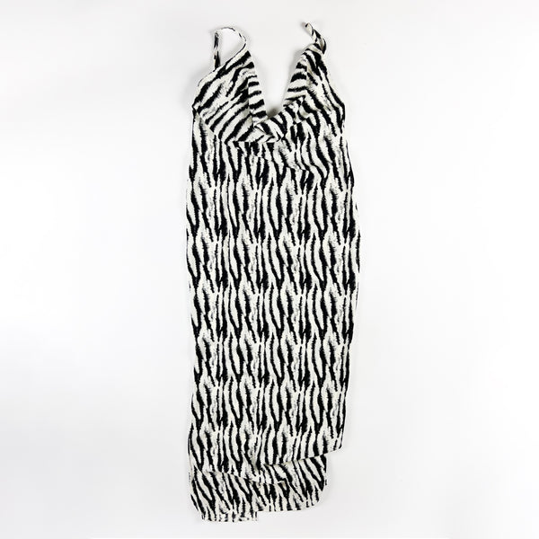 PrettyLittleThing White Black Zebra Animal Print Satin Cowl Neck Maxi Slip Dress