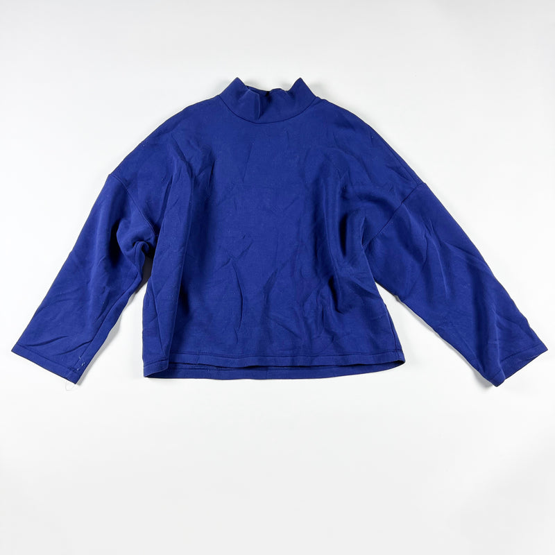 Leze The Label Maya Mock Neck Long Sleeve Pullover Sweater Indigo Blue XL