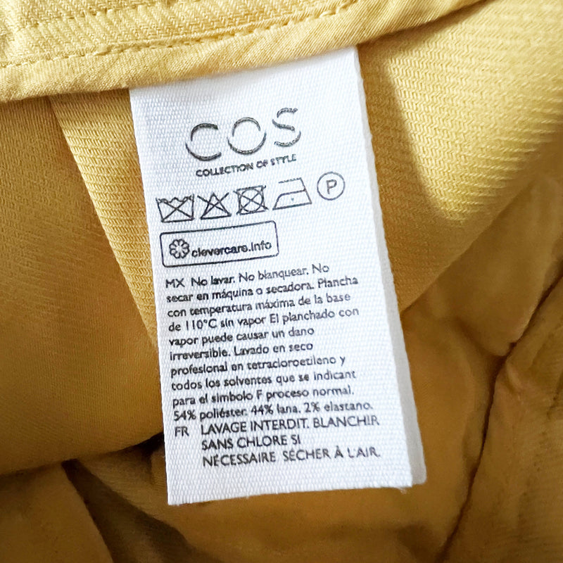 NEW COS Recycled Polyester High Waisted Straight Leg Trouser Casual Pants Yellow