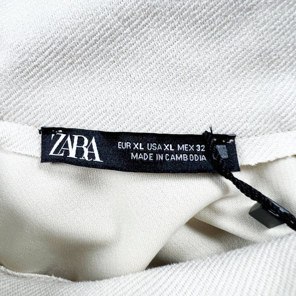 NEW Zara Faux Vegan Suede Ribbed High Neck Short Sleeve Pullover Mini Dress XL
