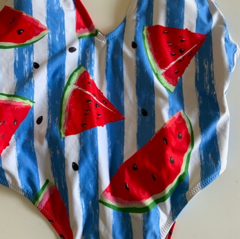 Boutique Brand Watermelon Stripe Print Pattern Summer One Piece Swim Bathing