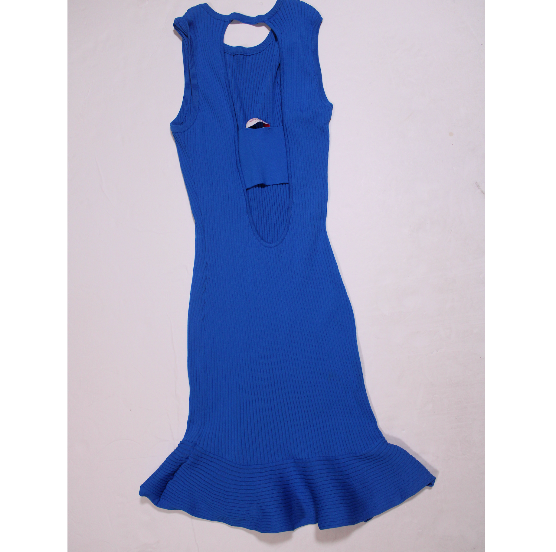 Parker Lynn Ribbed Knit Stretch Cut Out Ruffle Sleeveless Sweater Dress Lagoon S