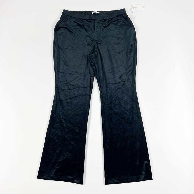 NEW Good American GS0298 Flared Leg Solid Black Velvet Stretch Trouser Pants XL