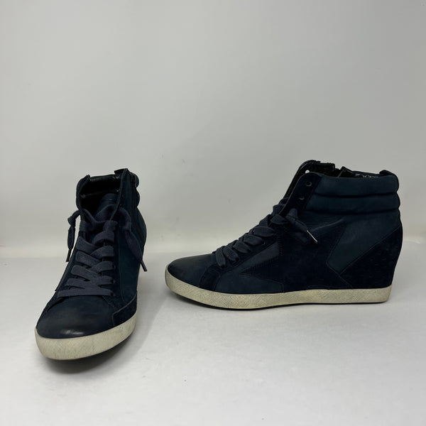 Kennel & Schmenger Soho Lace Up Suede Leather Wedge Sneakers Shoes Blue 7