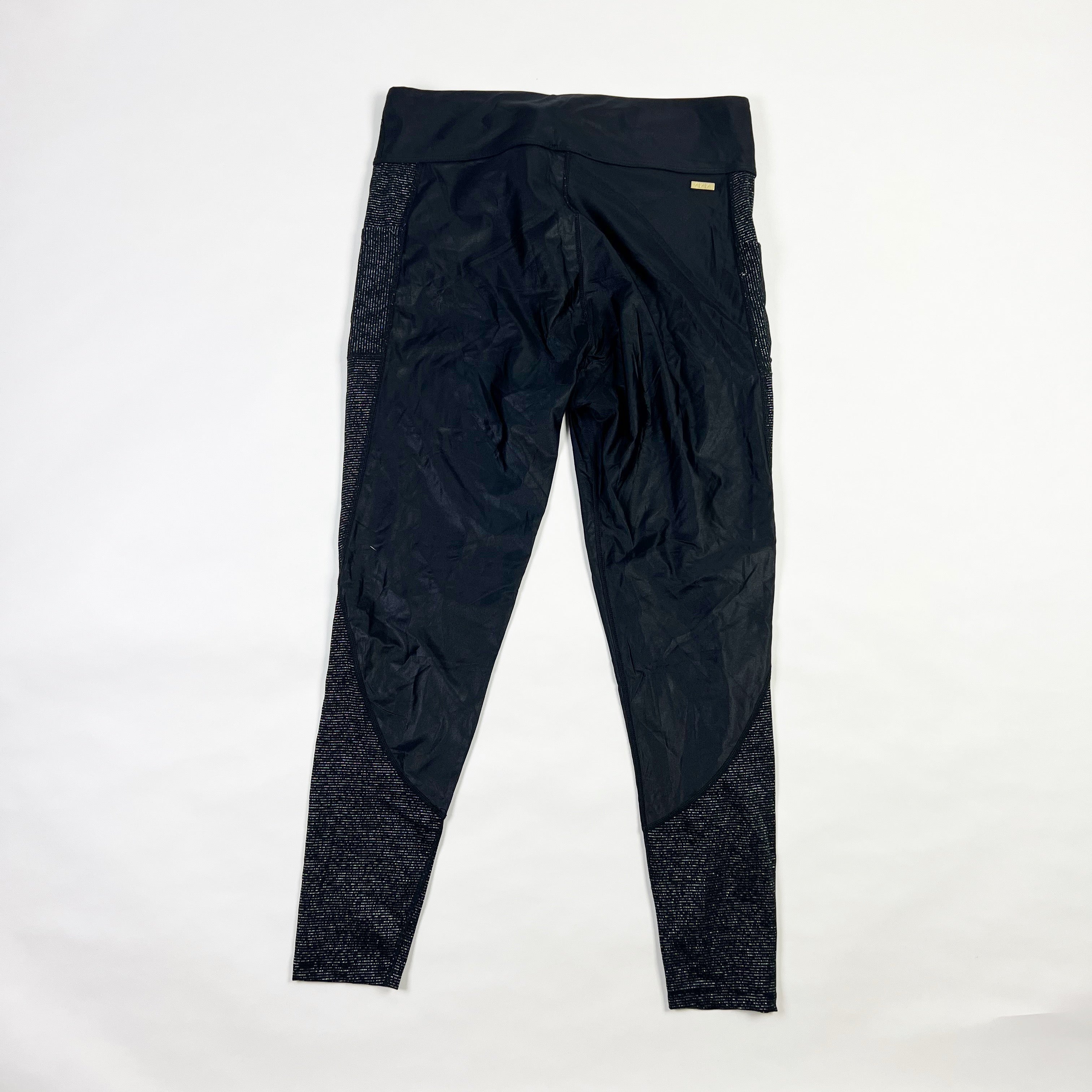 Alala Black Gold Glitter Metallic Sparkle Shine AthletIc Work Out Crop Leggings 1X