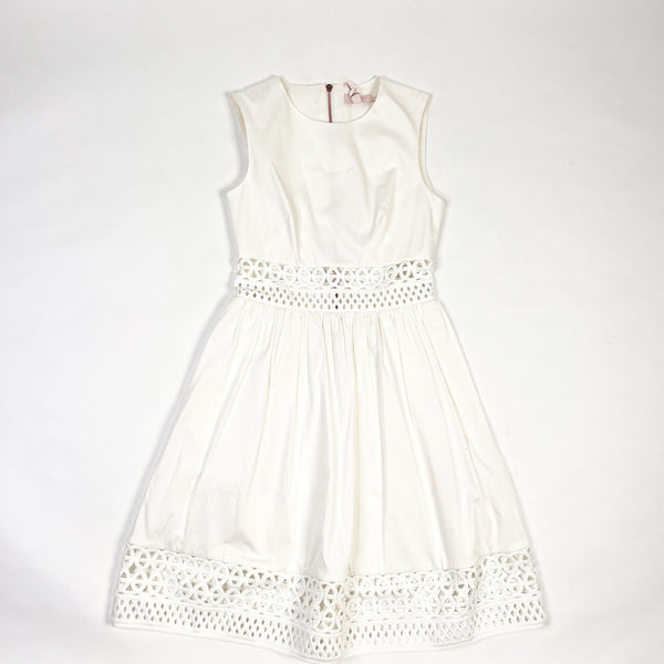 Ted Baker Dayzey A Line Lace Panelling Fit Flare Cut Out Mini Dress White