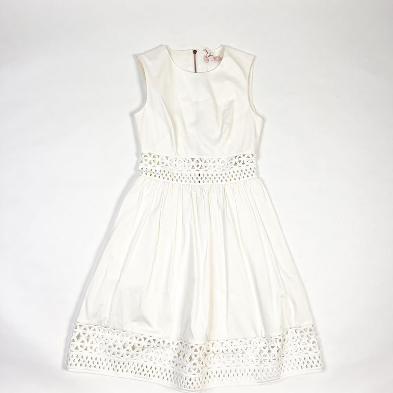 Ted Baker Dayzey A Line Lace Panelling Fit Flare Cut Out Mini Dress White