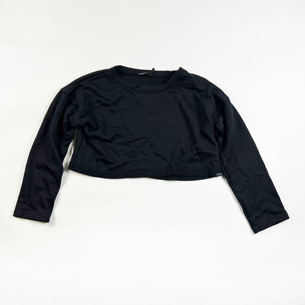 Koral Valor Valo Cotton Terrycloth Crew Neck Long Sleeve Crop Top Sweater Black