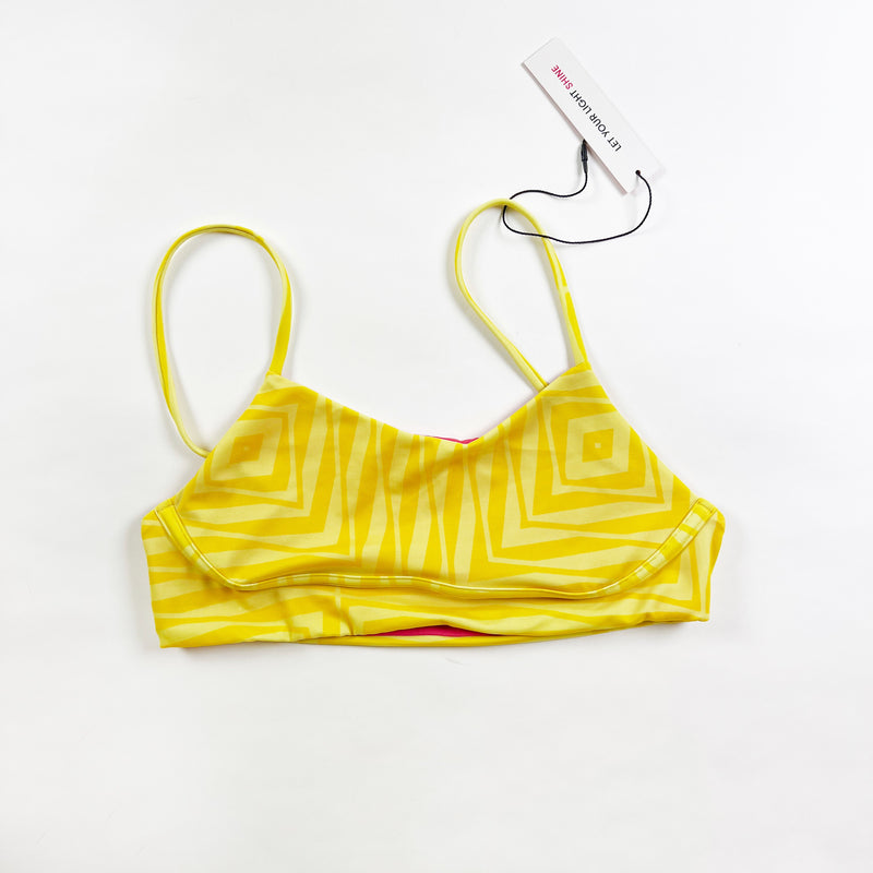 NEW Terez Electric Lemonade Geometric Print Pattern Bikini Swim Bathing Suit Top