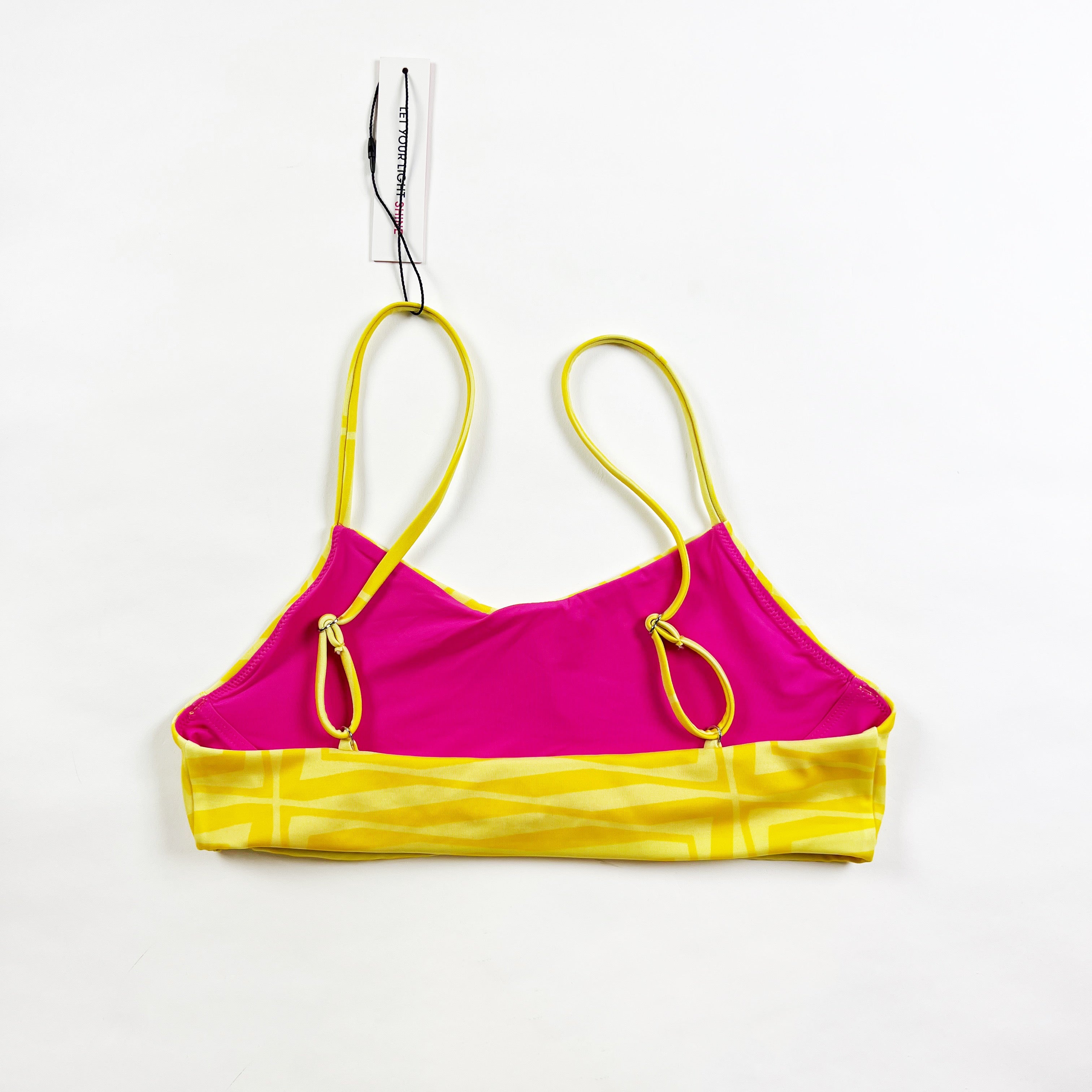 NEW Terez Electric Lemonade Geometric Print Pattern Bikini Swim Bathing Suit Top