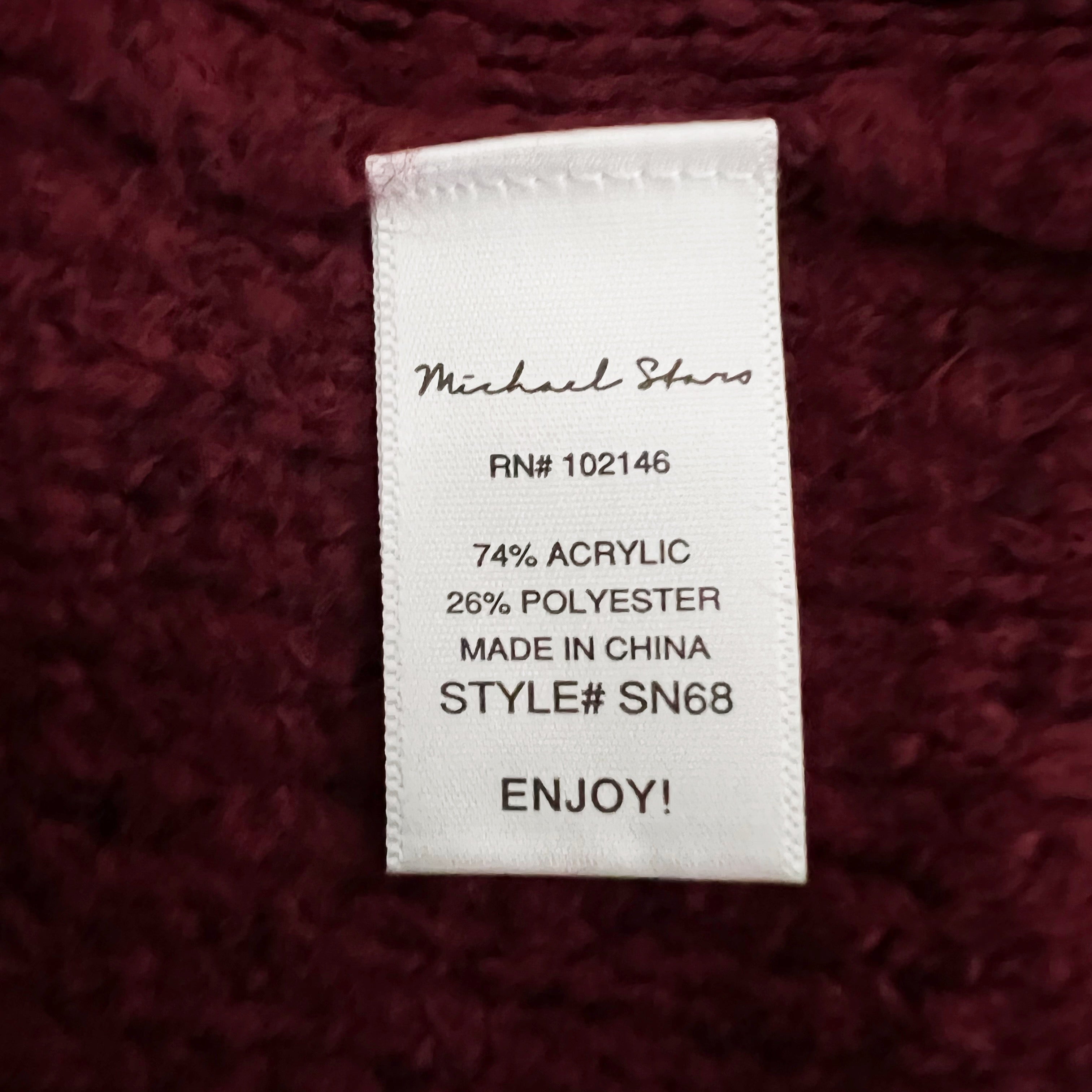 NEW Michael Stars Grete Colorblock Knit Mockneck Pullover Sweater Pink Burgundy