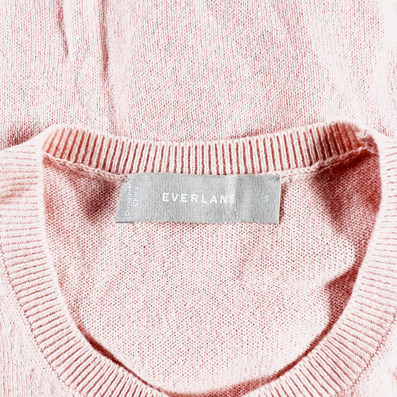 Everlane Women's 100% Cashmere Knit Crew Neck Long Sleeve Pullover Sweater Pink