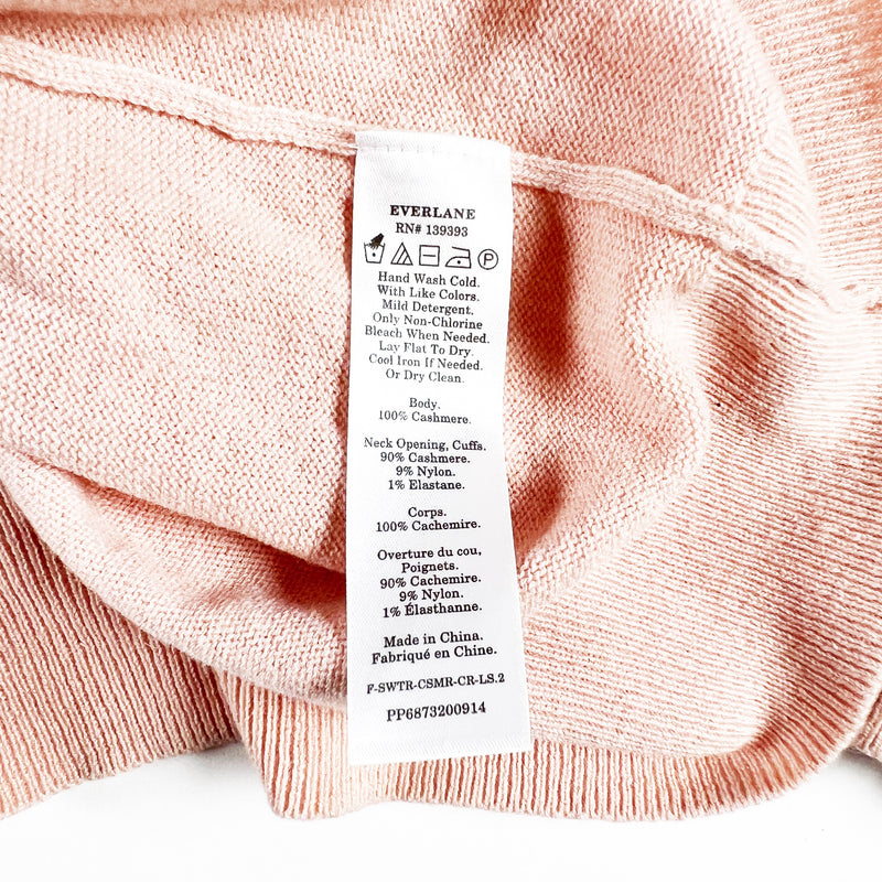 Everlane Women's 100% Cashmere Knit Crew Neck Long Sleeve Pullover Sweater Pink