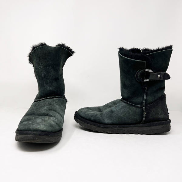 Ugg Nash Genuine Suede Pull On Round Toe Buckle Detail Winter Snow Boots Shoes 8