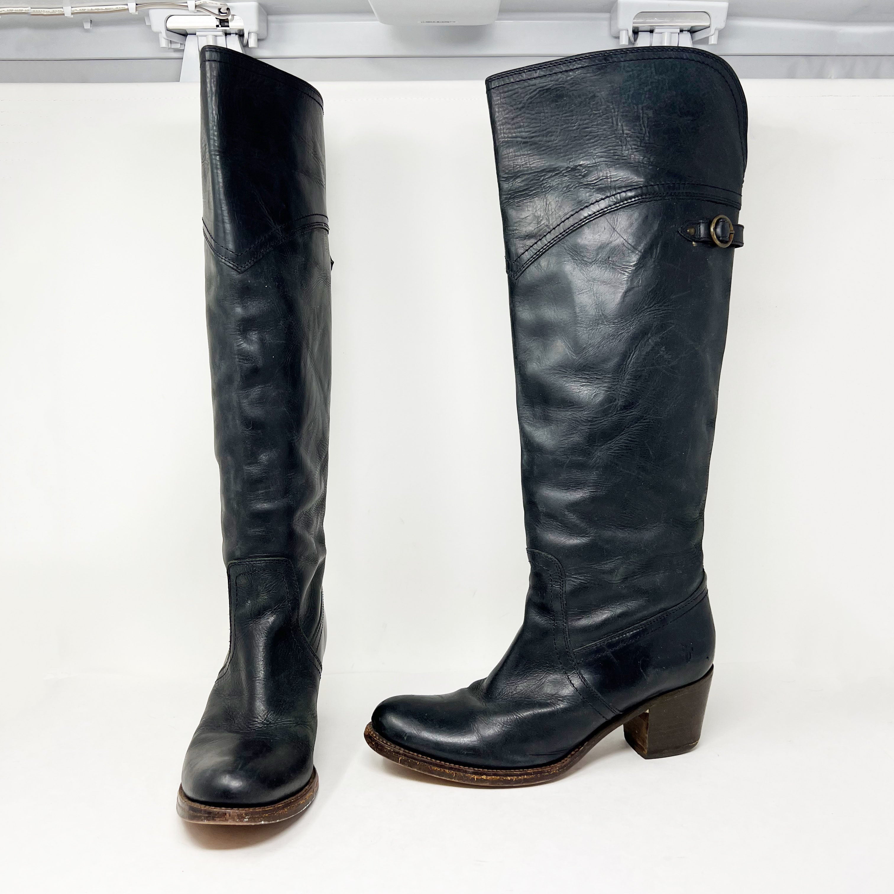 Frye Jane Tall Over The Knee High Heel Genuine Leather Boots Shoes Black 9.5