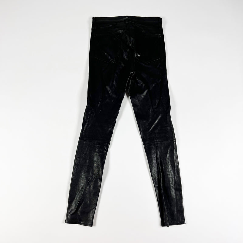 Rag & Bone High Rise Genuine Lamb Leather Cotton Lined Skinny Pants Black 26