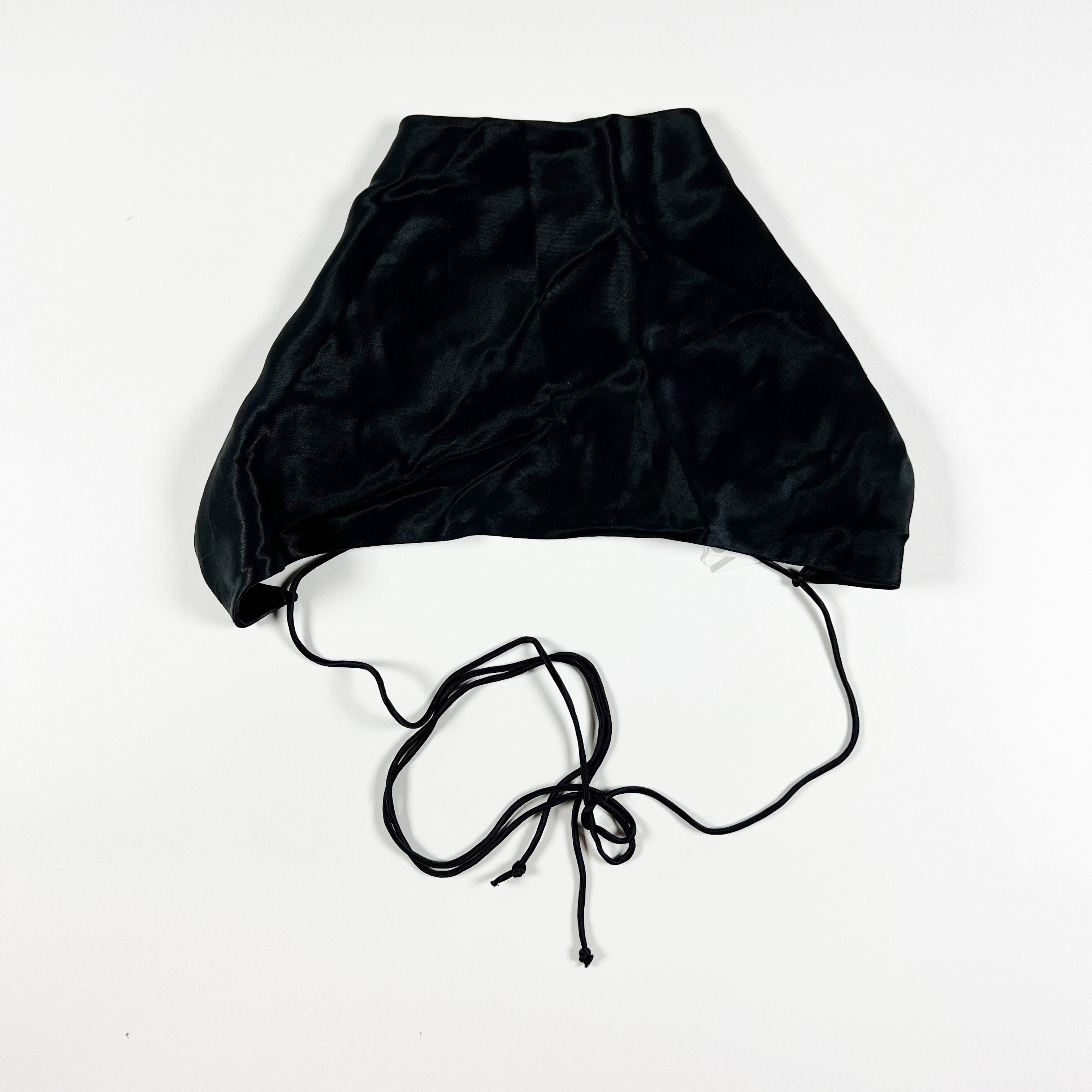 NEW Zara Satin Effect Cowl Neck Strappy Crop Tank Top Black Small