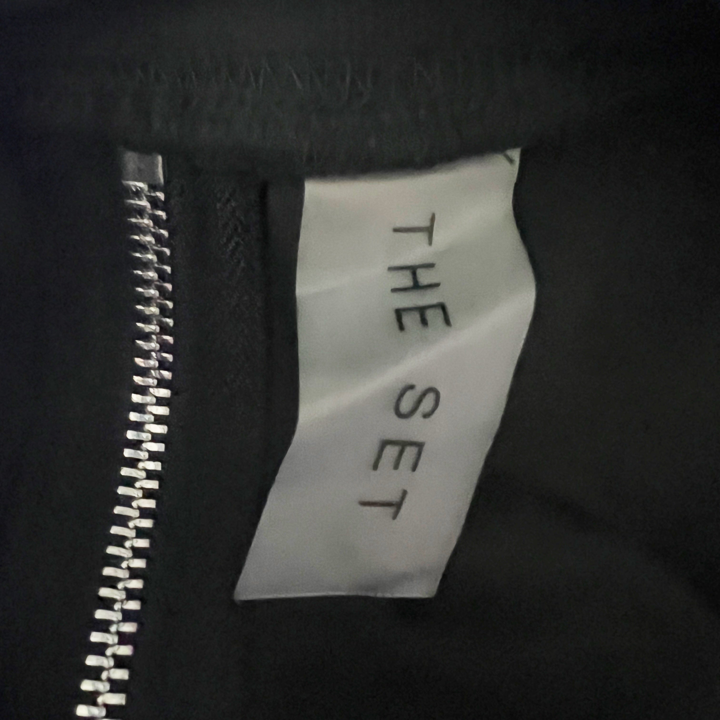 The Set Active Crew Neck Long Sleeve Pullover Zipper Back Detail Sweater Black S