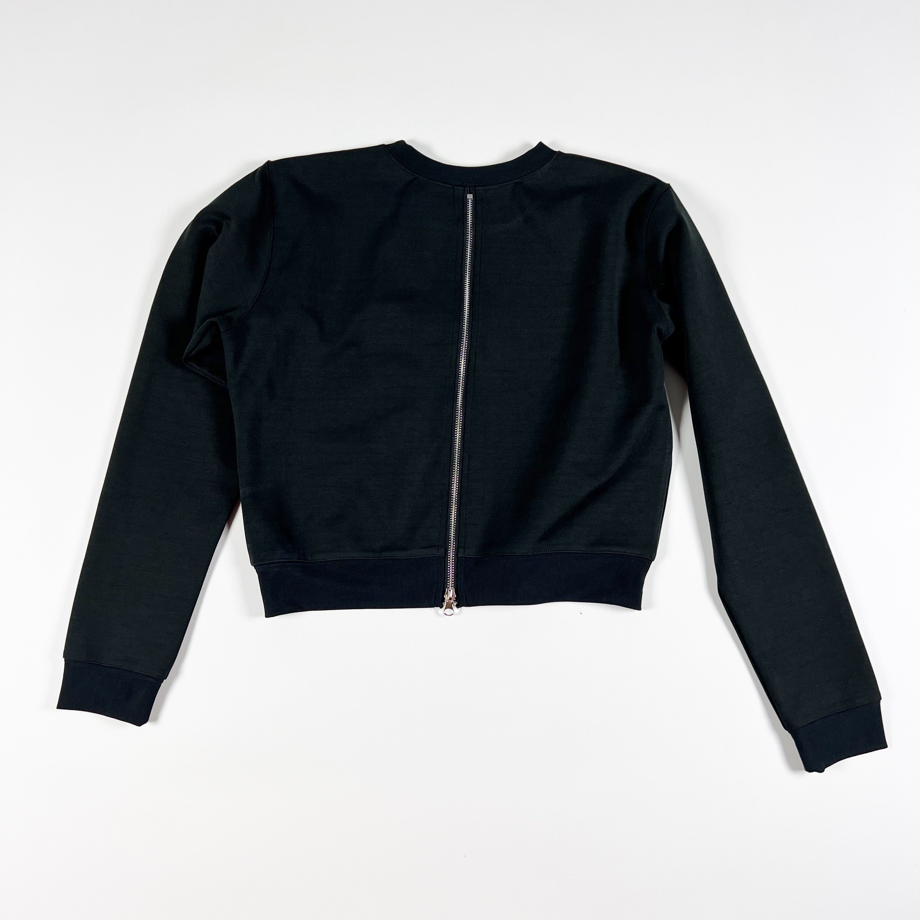 The Set Active Crew Neck Long Sleeve Pullover Zipper Back Detail Sweater Black S