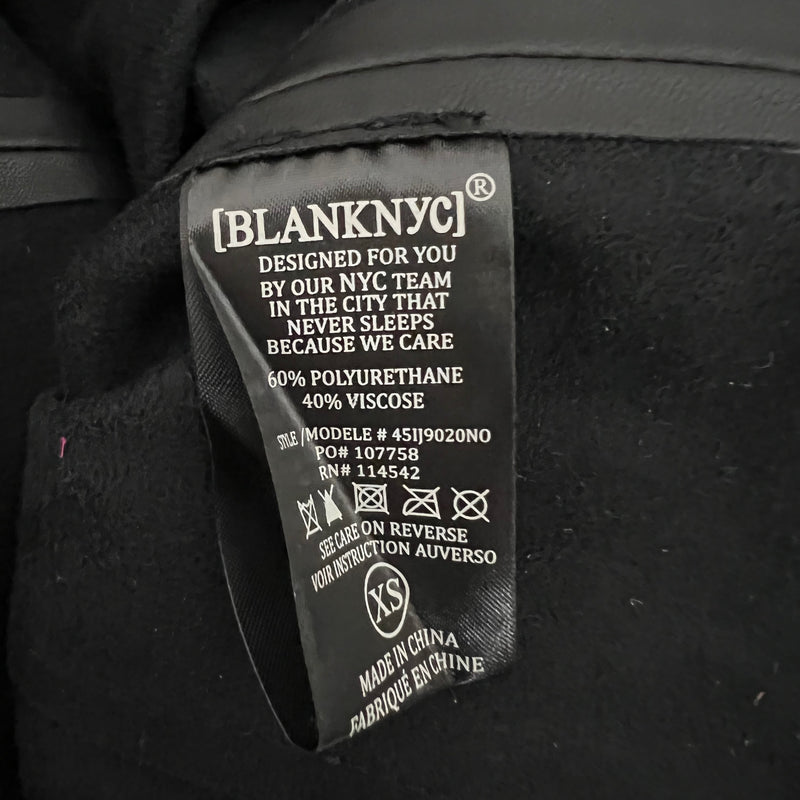 BlankNYC Faux Vegan Leather Waterfall Asymmetrical Zip Motorcycle Jacket Coat XS
